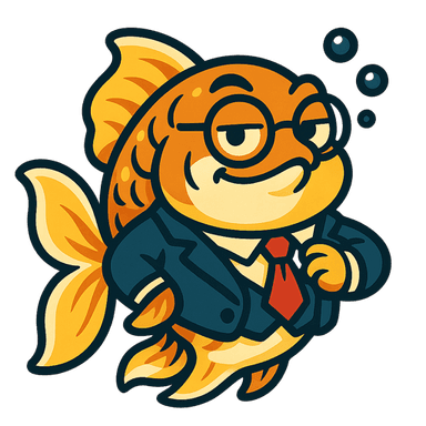 Fish โ a fancy oranda goldfish in reading glasses and a power tie